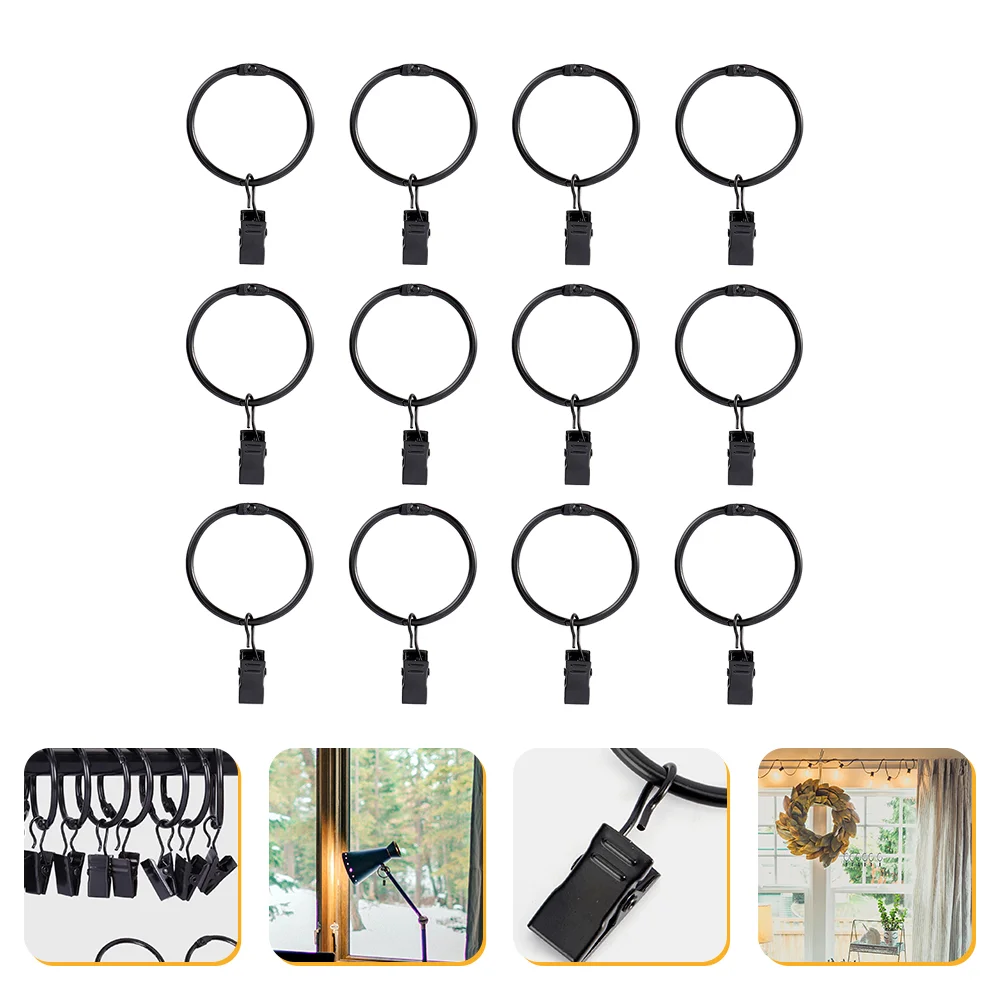 

24pcs Heavy Duty Curtain Hooks Curtain Rings with Clips Decorative Curtain Rings