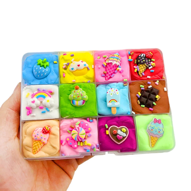 

12Colors Hand Gum Playdough Fluffy Slime Floam Light Clay Modeling Kids Toy Rubber Children's Toys