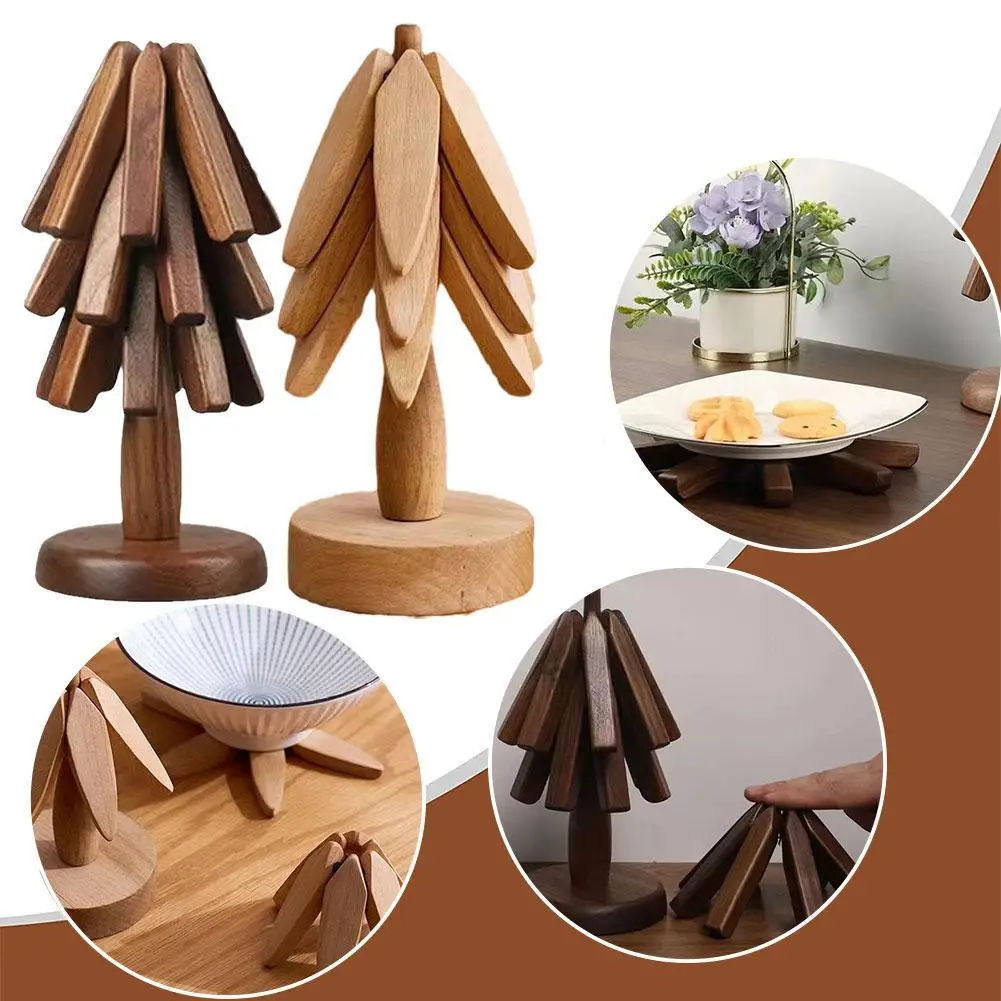 

Black Walnut Insulating Mat Dining Table A Tree Anti-Scald Insulating Mat Set Creative Cutlery Mat Kitchen Decorations Ornaments