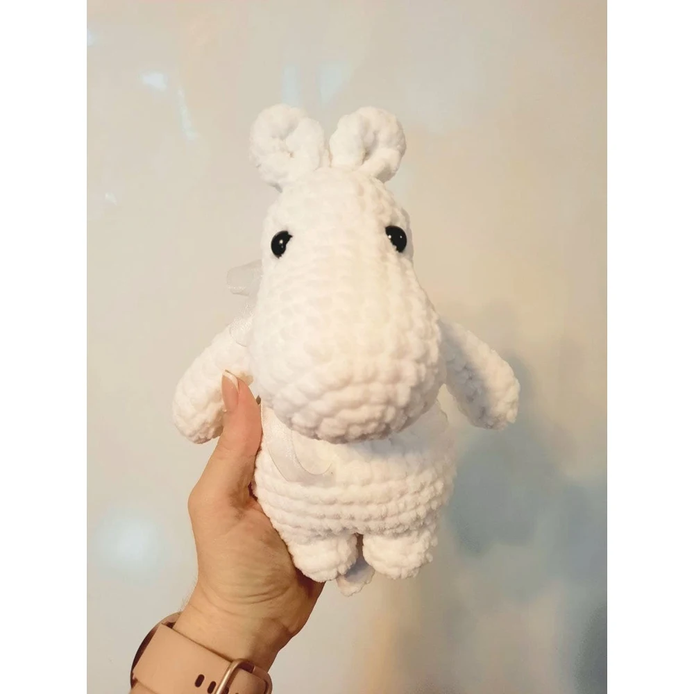 Мягкая игрушка плюшевый Муми-тролль малыш вязаная ручная работа 19см