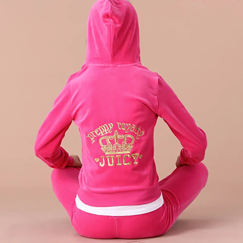 

JCTracksuit Women Velvet 2022 Women's Brand Velour Sewing Suit Women Track Suit Hoodies And Pants Sets JC Apple Met