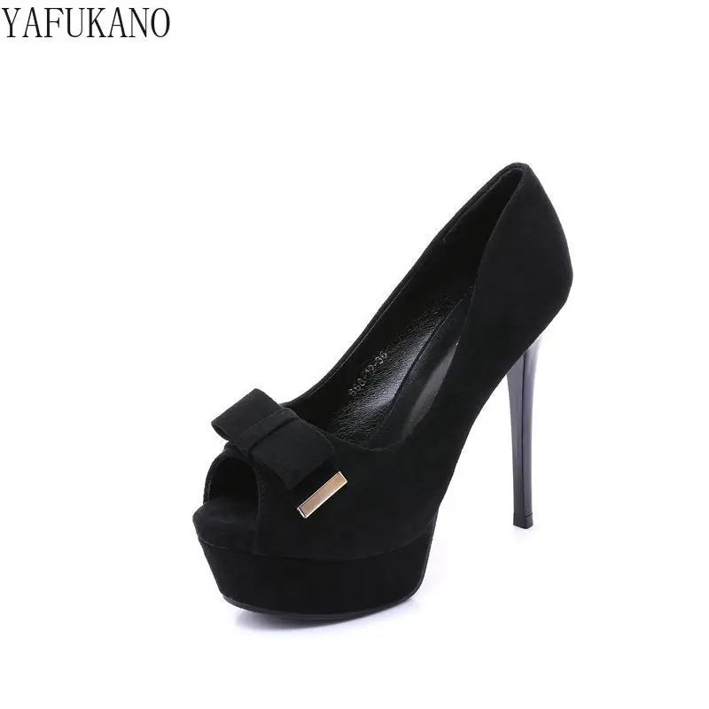 Женские туфли на высоком каблуке 12 см с бантом | Обувь