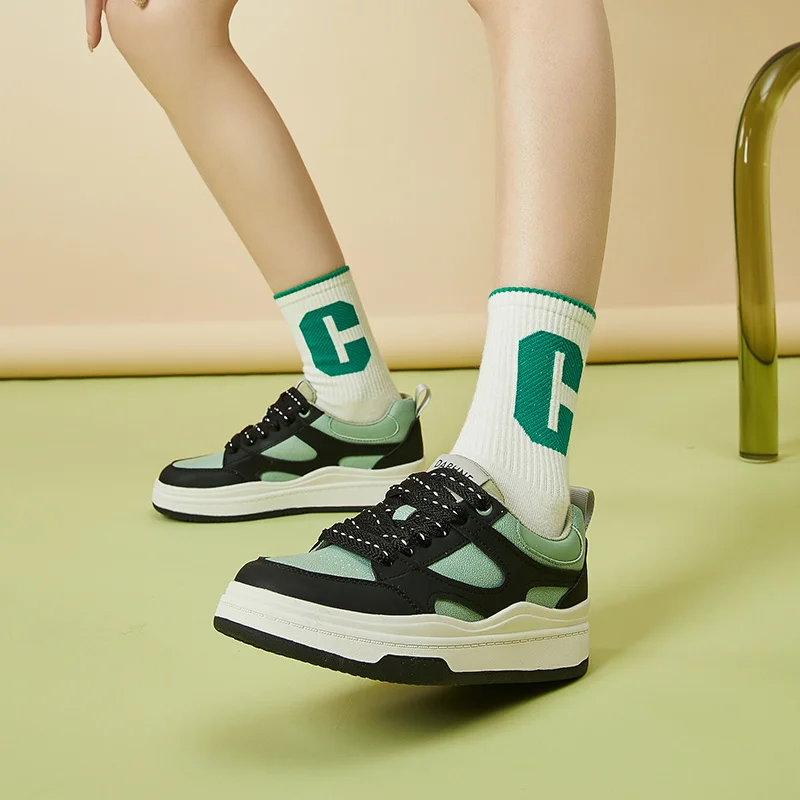 Autuspin New 4cm Genuine Leather Sneakers Women 2023 Spring Summer Autumn Casual Skateboard Shoes Ladies Outdoor Cozy Sneaker