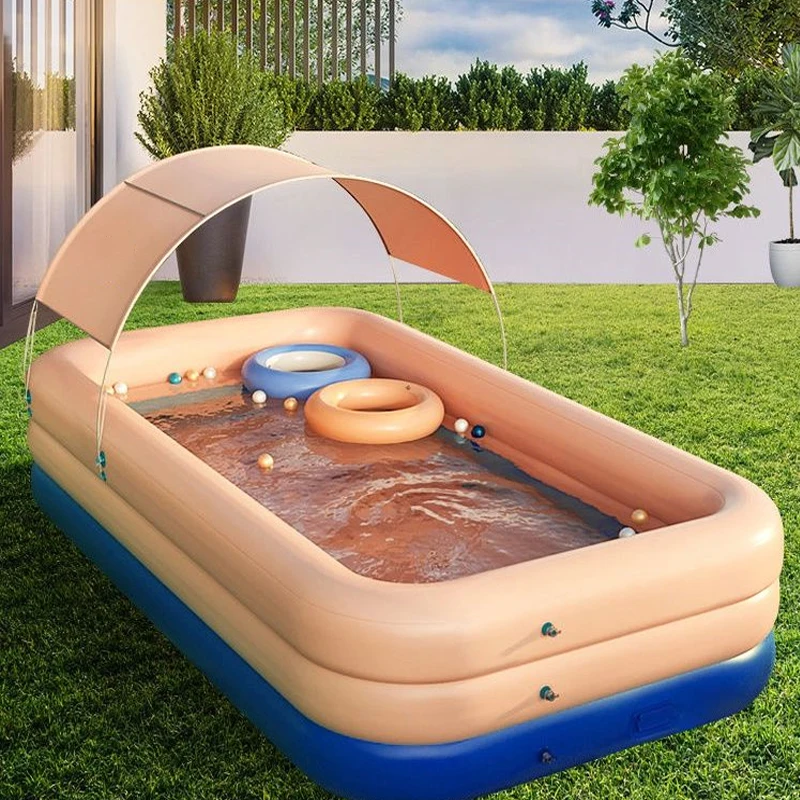 

3 Layer 210CM /380CM Automatic Inflatable Swimming Pool Large Pools for family Removable Children Pool Ocean Ball PVC Thick Bath