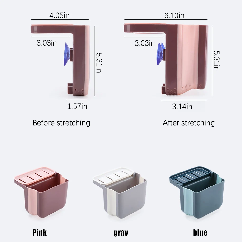 

Sink Storage Basket Plastic Suction Storage Rack Foldable Draining Basin Organizer Holder for Kitchen