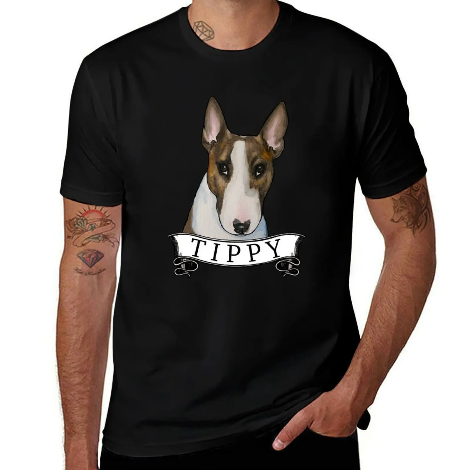 Фото Футболка Bull Terrier Tippy, повседневная свободная футболка с короткими рукавами №1
