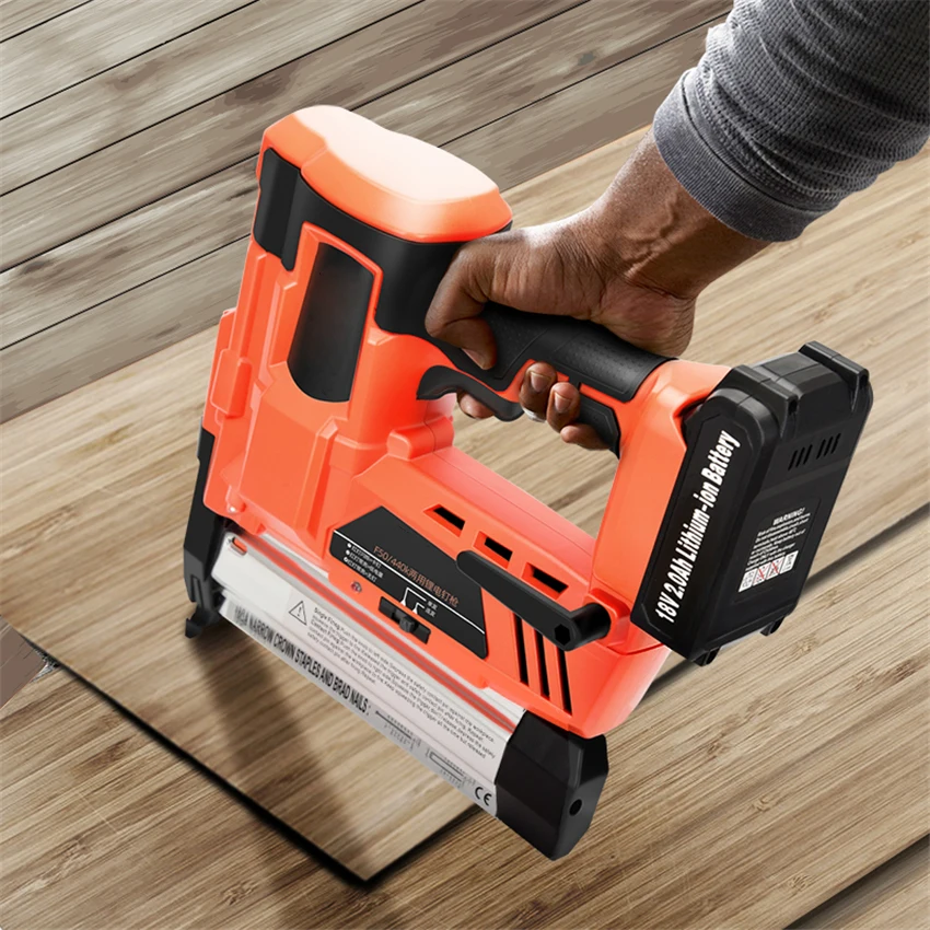 

Пистолет для ногтей двухцелевой с литиевой батареей F50/K440, беспроводной электрический степлер, перезаряжаемый степлер для ногтей, штапельный инструмент для ногтей, деревообрабатывающий инструмент 18 в