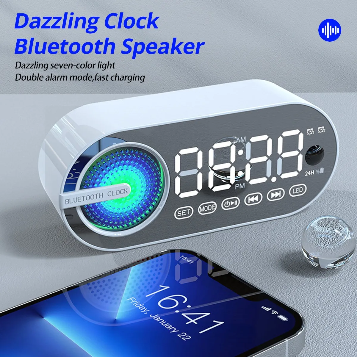 Sound Dual Alarm Clock Settings For All Phone Support Tf