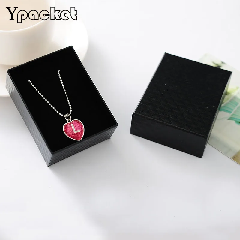 Necklace Paper Box Black Color Classic Jewelry Packing for Pendant Available Ring and Earring Diamond Paper Jewellery Storage