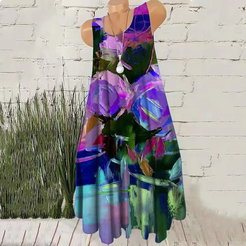 Женское мини-платье с 3D-принтом летнее Повседневное платье оверсайз без рукавов