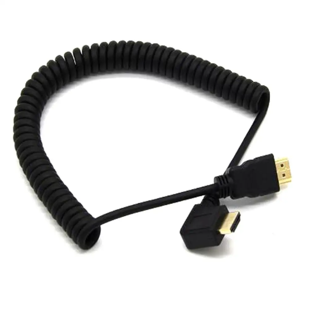 hdmi кабель Спиральный с пружинным спиральным штекером Hdmi 90 градусов вилка HDMI к