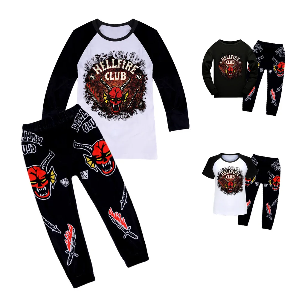 

Hellfire Club Stranger Things Season 4 Kids Pajamas Set Tops+Pants Suits Eleven Female Cosplay Costume Boy Girl Sleepwear