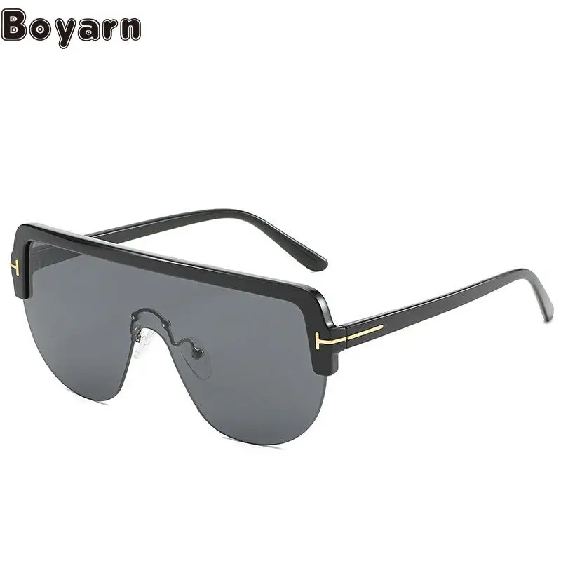 

Boyarn Cross Border New Large Frame One Piece Fashion Sunglasses Steampunk Fashion Brand T-star Same Sunglasses
