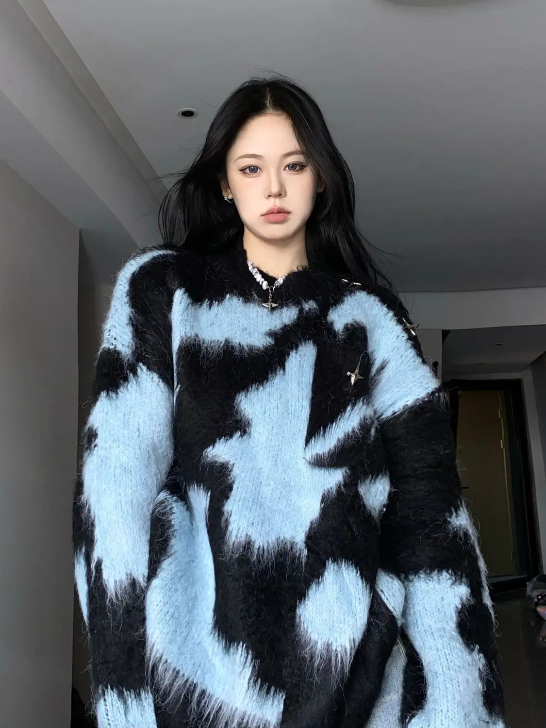 

Sense of atmosphere Slouchy sweater Women's autumn winter new Korean pullover plush loose knit top Student ins fashion