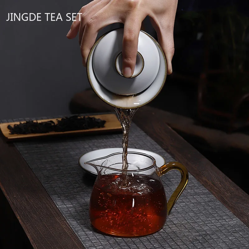 Ru Kiln Ceramic Cover Bowl Customized Sancai Gaiwan Home Bubble Tea Portable with Teacup Set Accessories