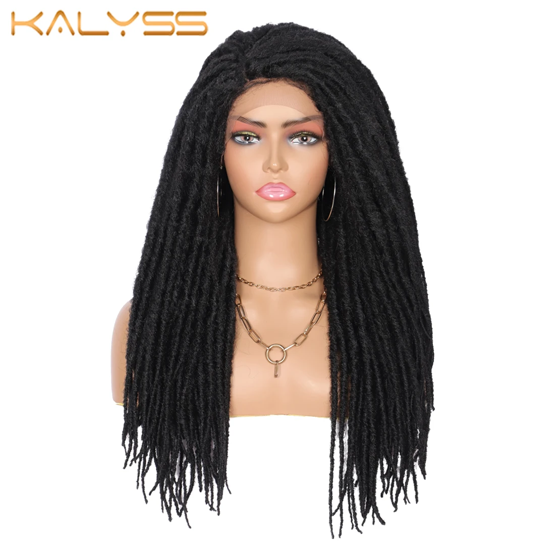 

Kalyss 26 дюймов кружевной передний Плетеный Женский Искусственный лоскутный парик для черных женщин синтетические парики Dreadloc