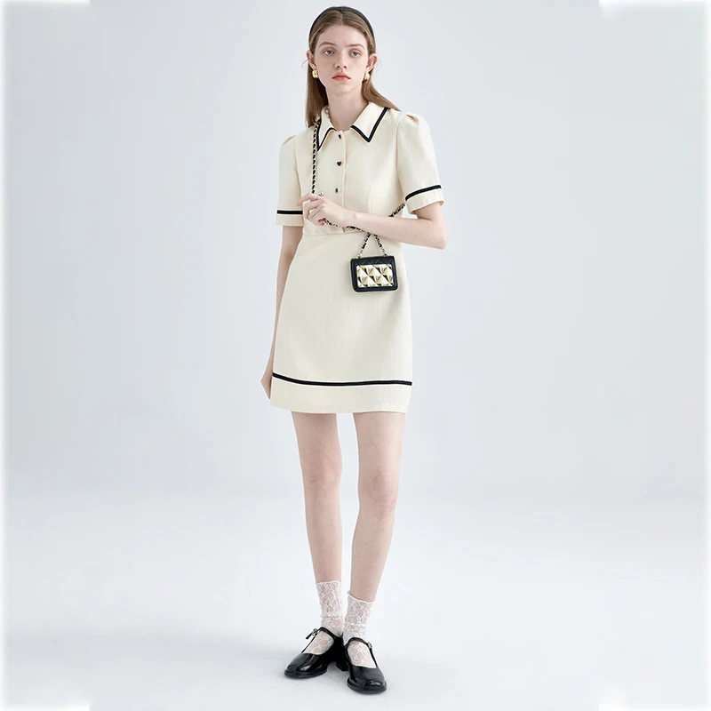 

Summer Short Sleeve Polo Shirt Dress Women 2022 Fashion Preppy Style Polo Collar Clash Mini Dress Cute Solid Y2K Party Clothing