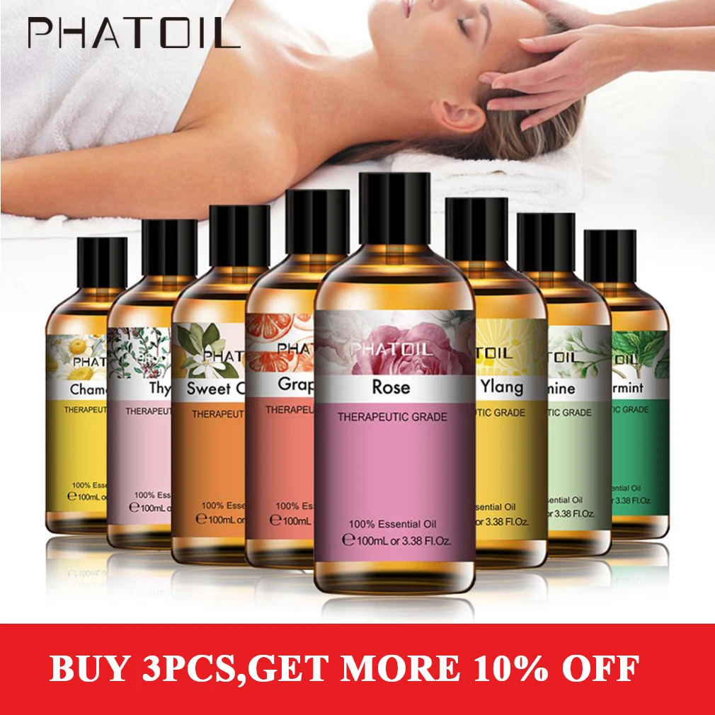 100ML Pure Natural Rose Essential Oils Humidifier Diffuser Lavender Vanilla Peppermint Geranium Cloves Basil Tea Tree Aroma Oil - купить по