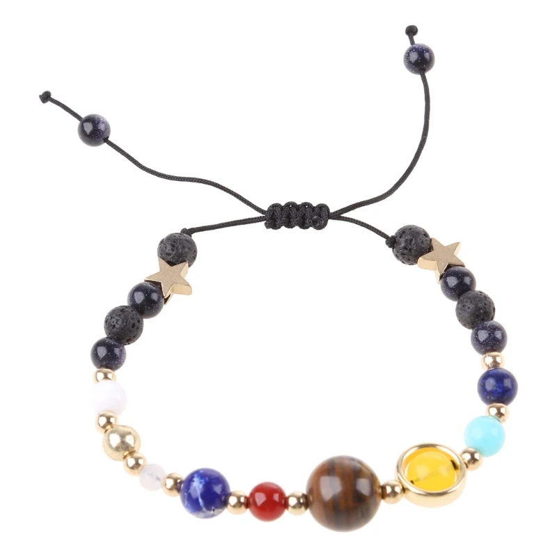 

Braided Solar System Bracelet Universe Black String Bracelet for Friend Birthday