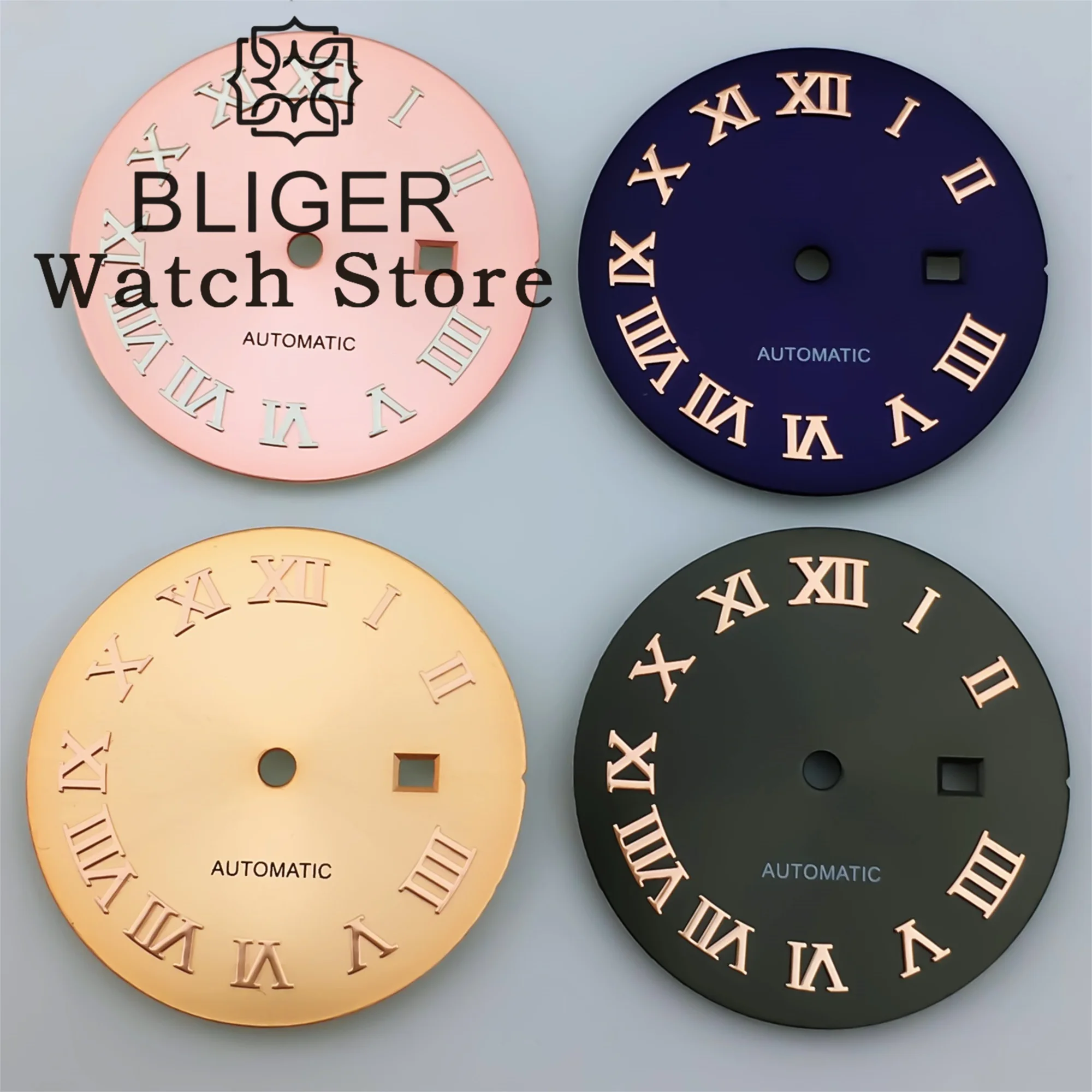 BLIGER 24 5 мм NH05 Циферблат часов Sunburst Золото Розовое золото Фиолетовый розовый Дата