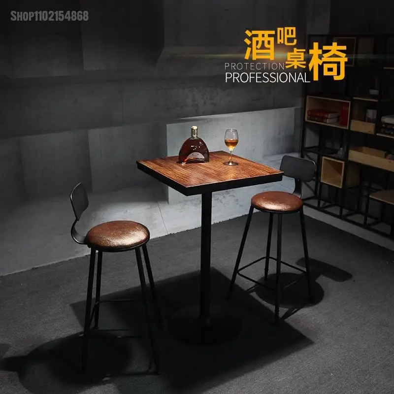 Барный стул из кованого железа в стиле ретро барный высокий стол массива дерева и