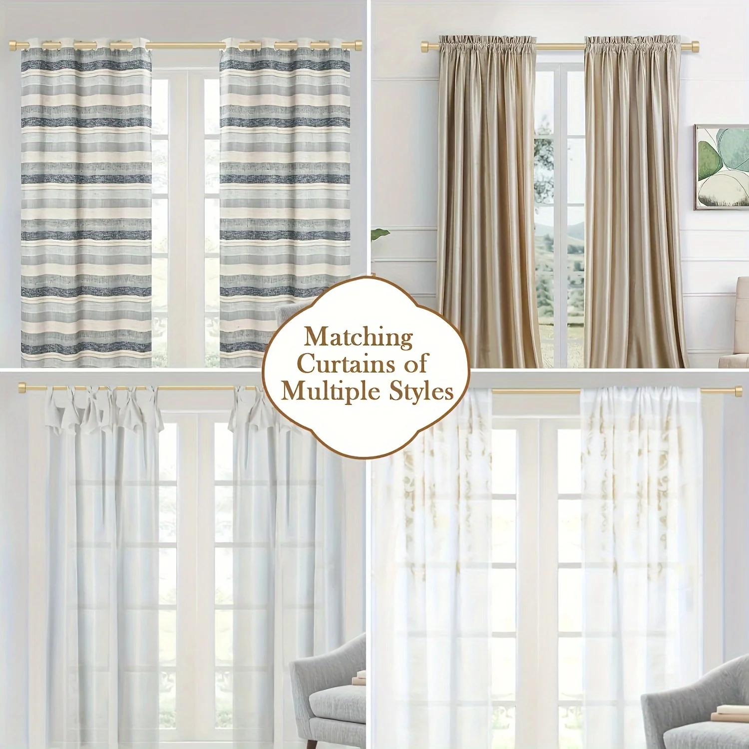 Регулируемый Золотистый металлический карниз диаметром от 18 до 120 дюймов.