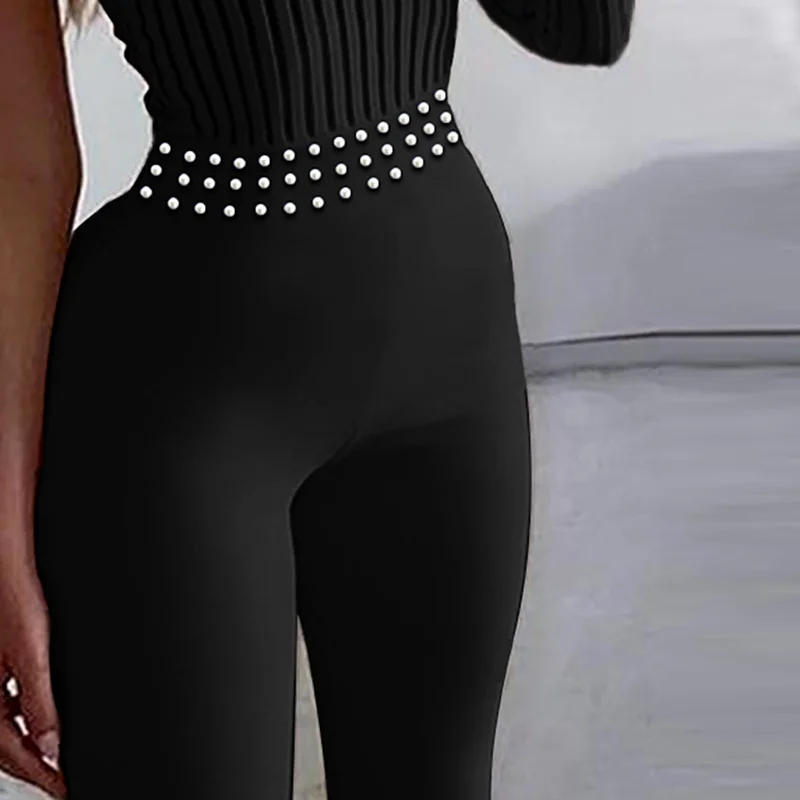 2021 New Spring and Autumn Fashion One-shoulder Jumpsuit Long Sleeve Women's Bubble Beads Solid Color Jumpsuit Women Fashion