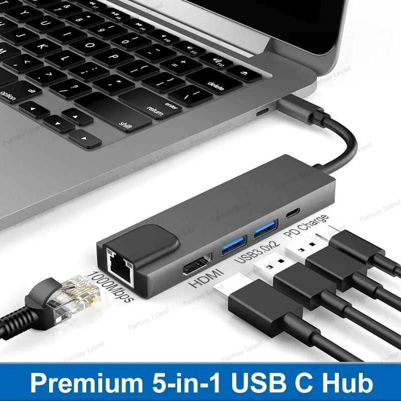 

HW-TC21 5in1 Type-C docking station five in one to HDMI network card usb3 0 hub type C docking station usb hub