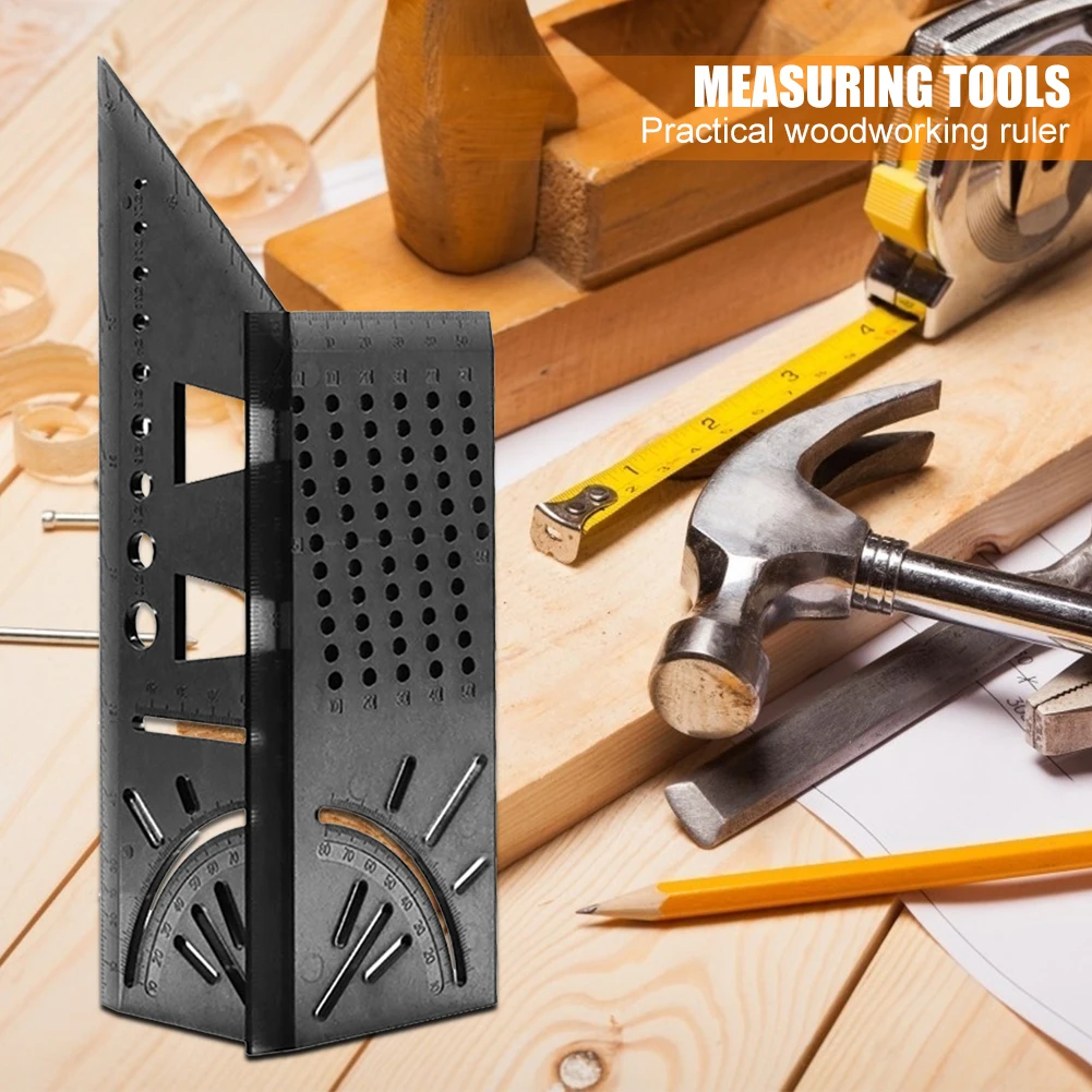 

45+90 Degree Mitre Angle Measuring Gauge Woodworking Scribe Mark Line T-Type Ruler Square Size Measure Tools for Wood