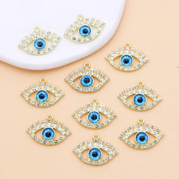 10Pcs Gold Plated Crystal Evil Eye Charms Blue Eye Pendants for Jewelry Making DIY Earrings Bracelets Necklaces Accessories 1