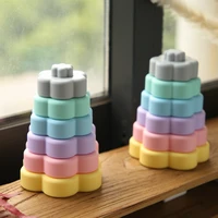 kids silicone block stacking toy food grade montessori education learning size puzzle game newborn teether teething toy bpa free