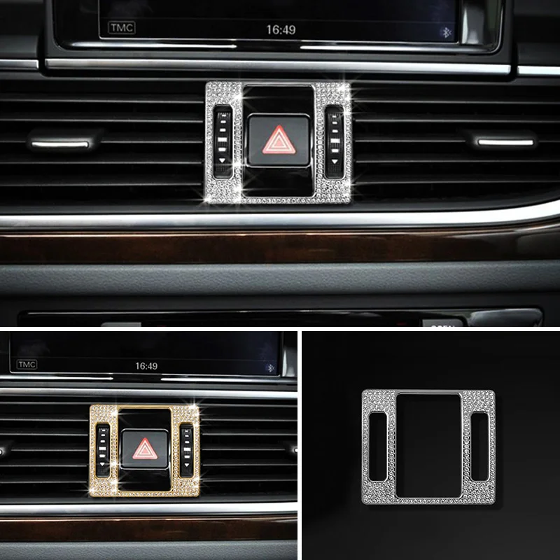 

Crystal Style Center Warning Light Button Frame Cover Trim Car Interior Accessories For Audi A7 A6 C7 12-17