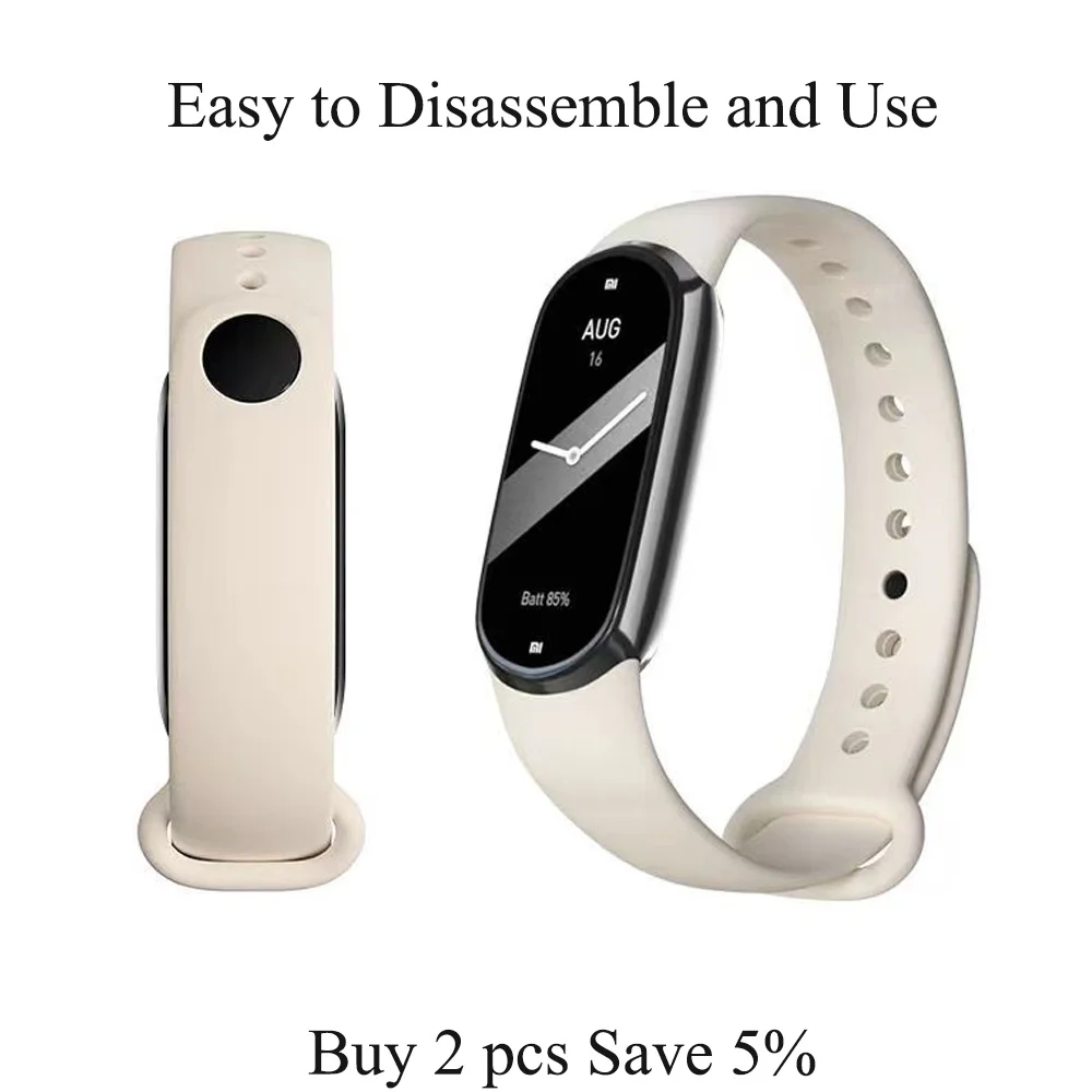 Silicone Strap for Mi Band 8 Bracelet Xiaomi Mi Band 8 Rubber Sport Strap Plastics Interface for Miband 8 SmartWatch Wristband