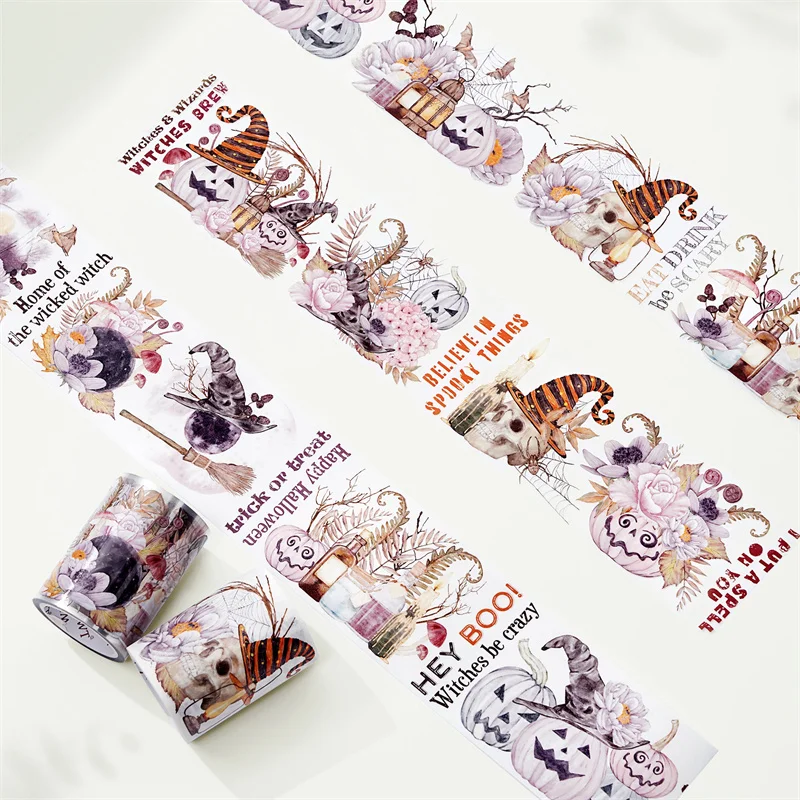 

Оригинальная клейкая наклейка Washi на Хэллоуин, материал для скрапбукинга, широкая Васи-лента для домашних животных