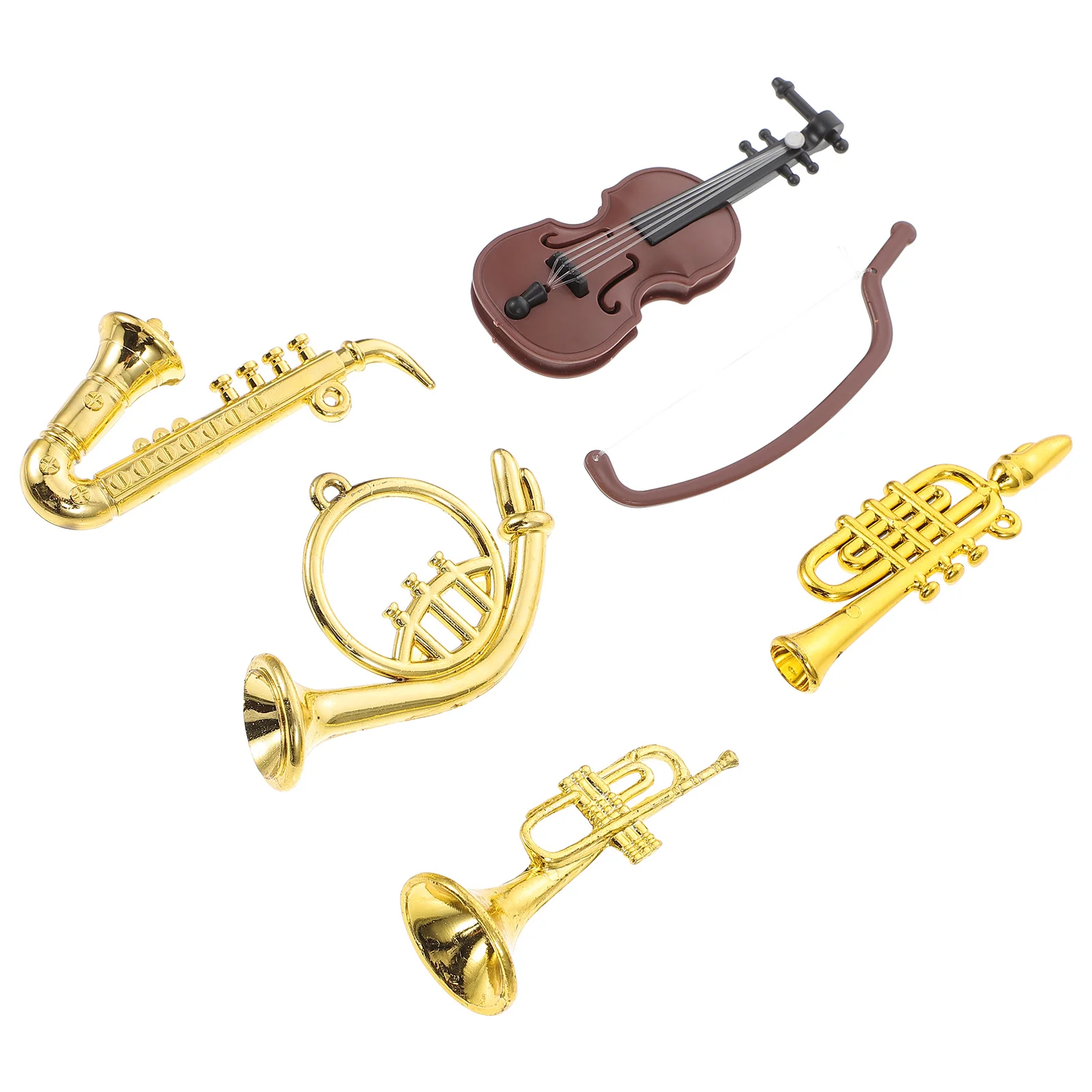 

1 Set Miniature Violin Adornment Mini Saxophone Ornament Trumpet Decors