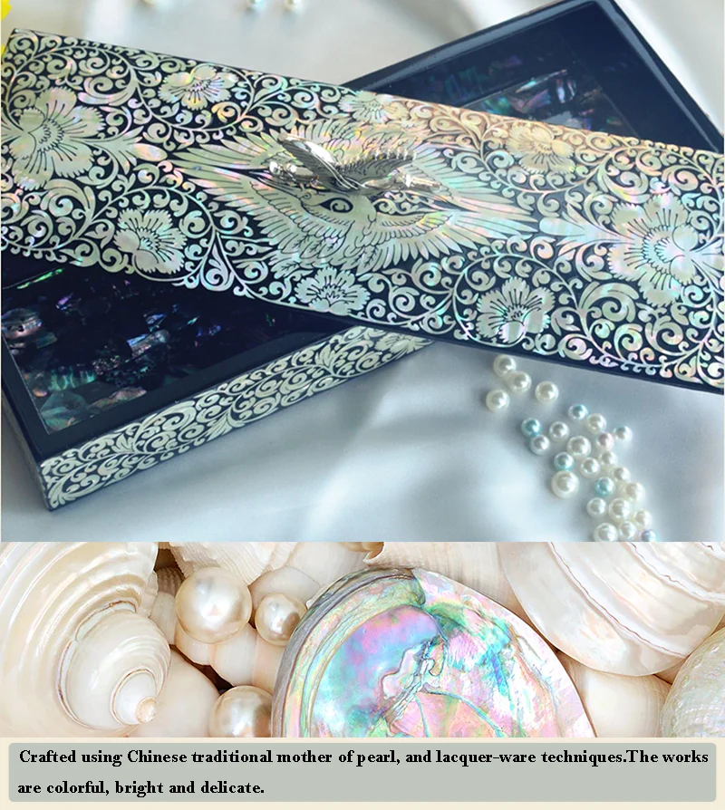 

Перламутровый журавль отделка под дерево декоративные ювелирные изделия и безделушки сундуки ручной работы черный декоративный ящик для хранения безделушек