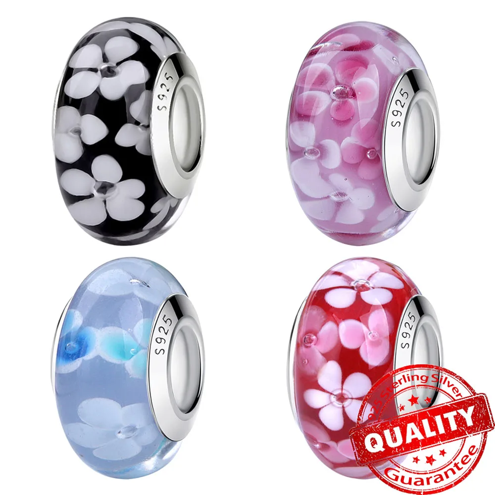 

Original Multi-color Flower Series Murano Glass Charms Beads Fit Pandora 925 Sterling Silver Necklace Bracelet Jewelry Making