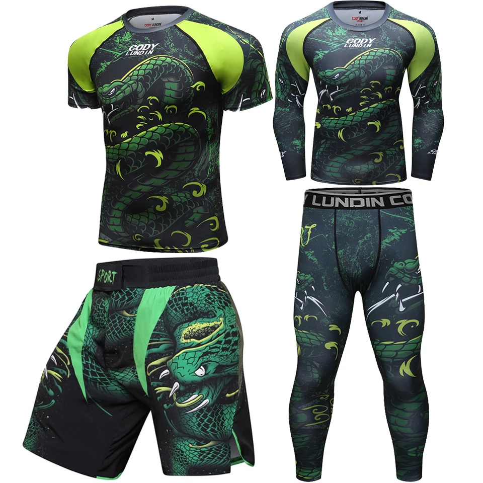 MMA BJJ Rashguard погремушка боксерский спортивный костюм Мужская одежда для