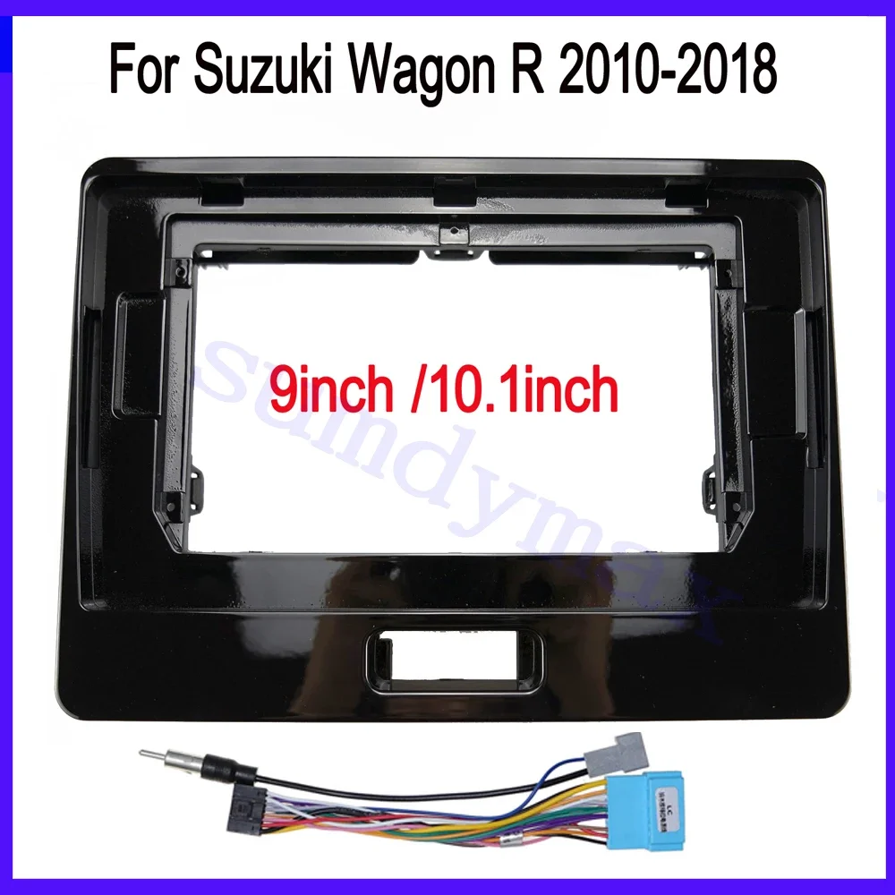 Фото 9-дюймовая пластиковая рамка-панель для автомагнитолы Suzuki Wagon R 2010-2019, комплект для установки на приборную панель, для DVD и GPS-навигации №1