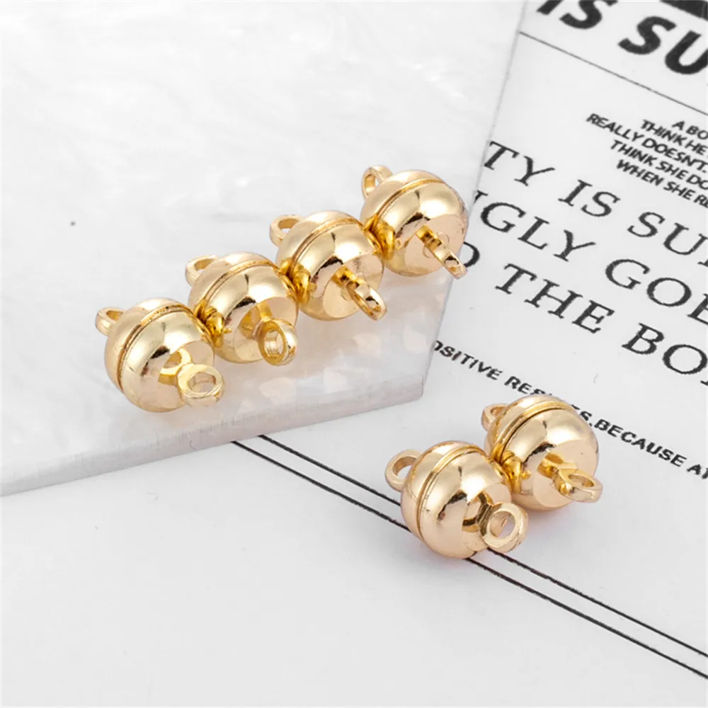 

14K gold color DIY accessories suction buckle hamburger shape 6mm bracelet necklace small magnet connection buckle