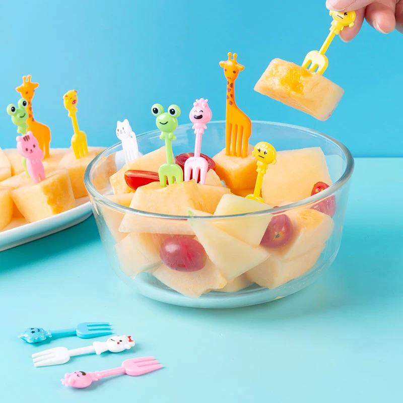 

8/10pcs Cartoon fruit fork toothpick cute food selection mini sauce bottle lunch box decoration children's food supplement tool