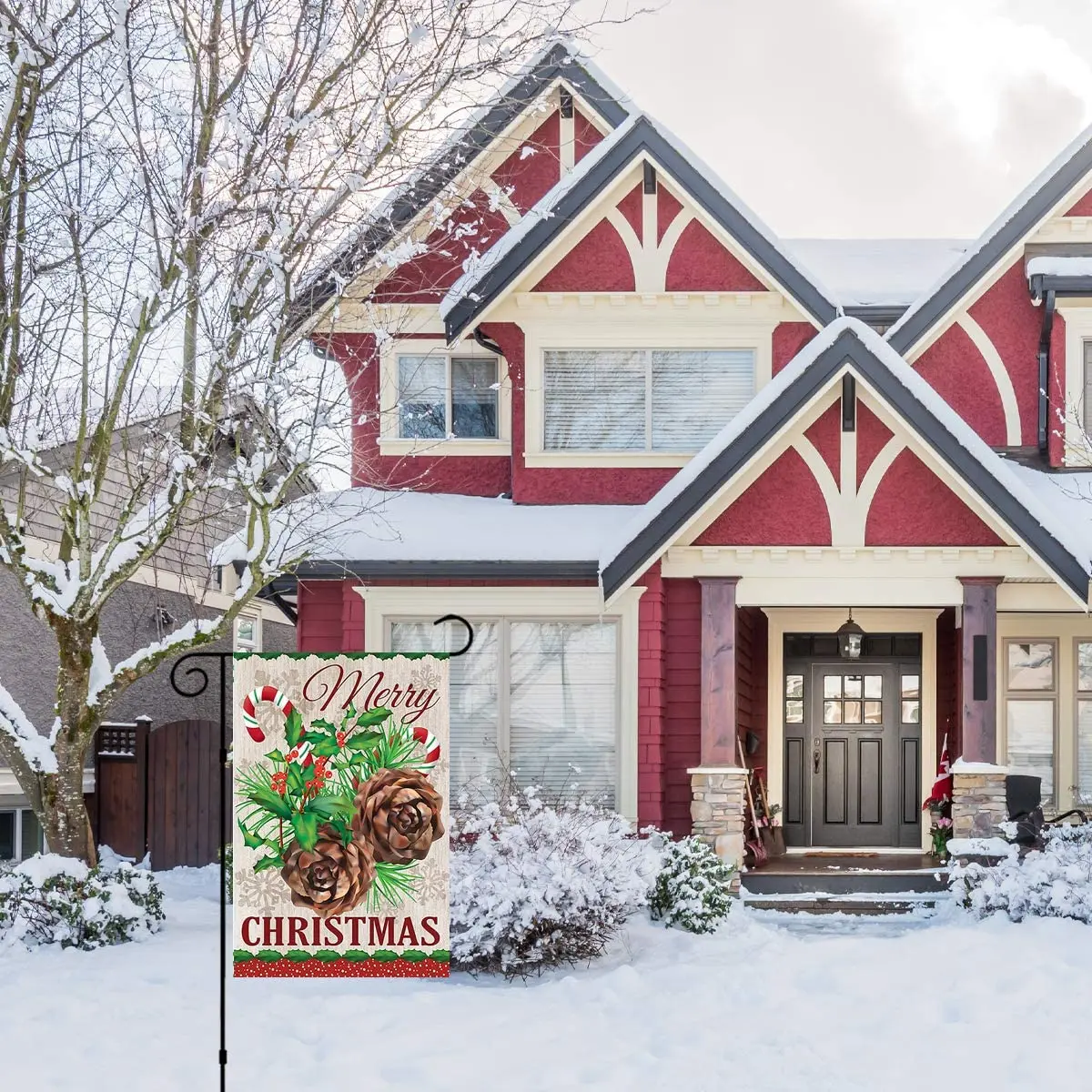 

Merry Christmas Winter Holly Double Sided Decorative Flag for Outdoor Yard Lawn Porch Garden Flag Banner for Outside House Yard