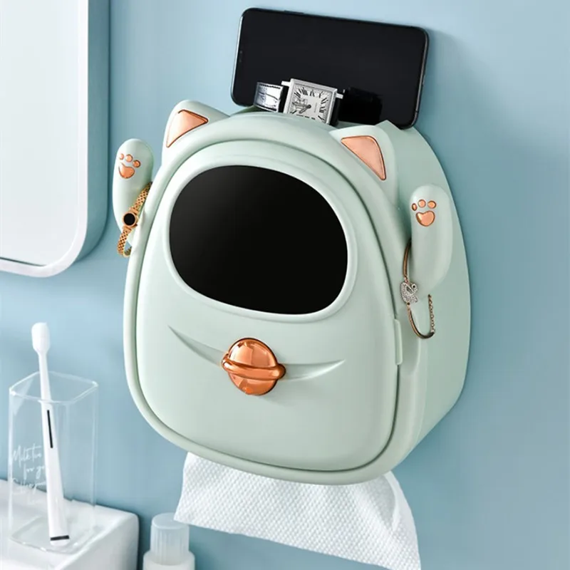 Держатель для туалетной бумаги на стену с ящиком для бумажных рулонов-органайзер для хранения в ванной.