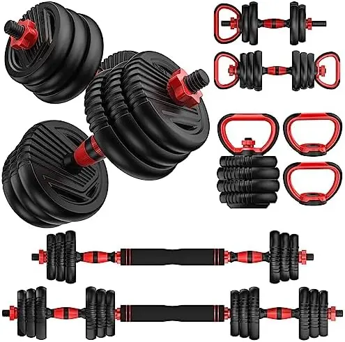 

Dumbbell Set 55LB/70LBS Free Weights Dumbbells, 4 in 1 Weight Set, Dumbbell, Barbell, Kettlebell, Push-up, Home Gym Fitness Work