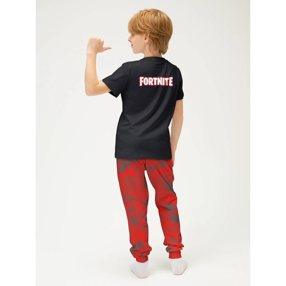 Пижамный комплект для мальчика FortyFour KPJ046 красный чёрный 100 % хлопок | Пижамные