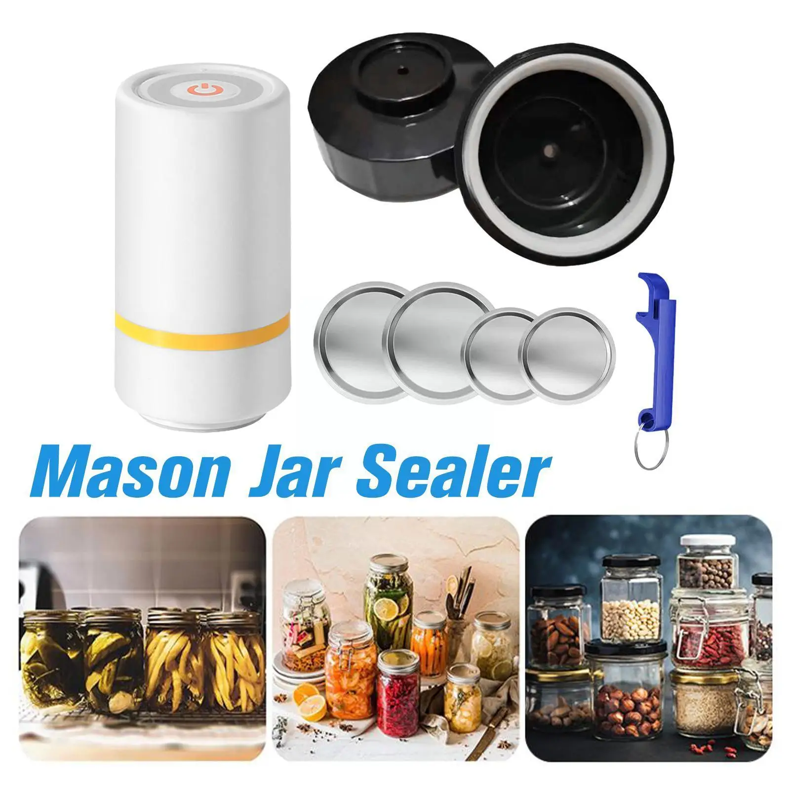 

Handheld Electric Mason Jar Vacuum Sealer Food Jar Protector Vacuum Seal Kit Electric Vacuum Pump For Wide Mouth & Regular D7N8