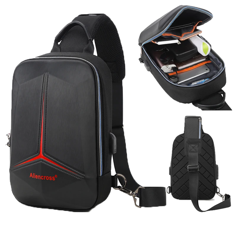 Сумка через плечо Aliencross мужская с USB-разъемом
