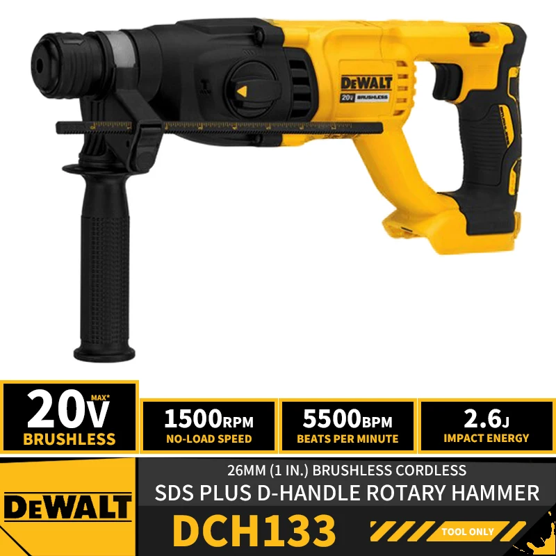 

DEWALT DCH133 26MM 1in Brushless Cordless SDS PLUS D-Handle Rotary Hammer 20V Lithium Tools Hammer Impact Drill 5500BPM 2.6J