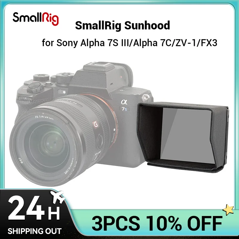 

SmallRig Sunhood для Sony Alpha 7S III/Alpha 7C/ZV-1/ZV-E10/FX3 Camera Nylon, легко снимать и снимать, аксессуары 3206