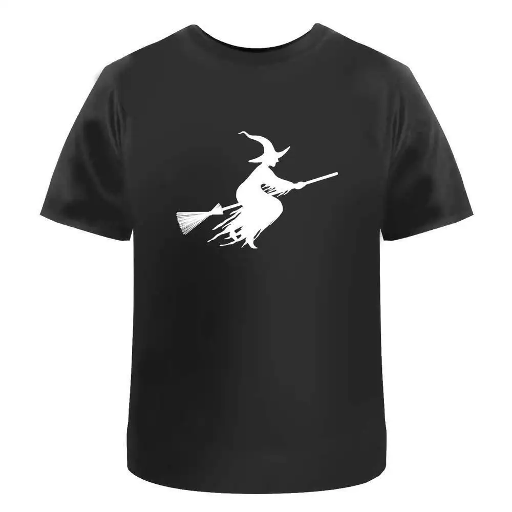 Хлопковые футболки Witch On Broomstick топы Y2K унисекс летние с короткими рукавами